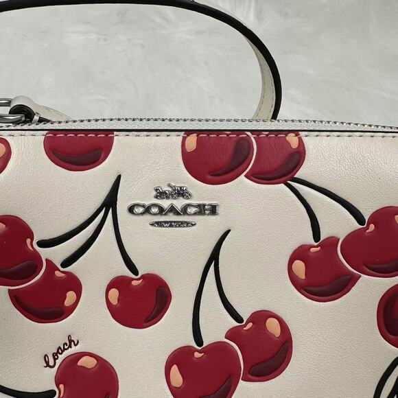 Coach Nolita 19 With Cherry Print Wristlet/Handbag In Leather Chalk CZ012 NWT - Picture 3 of 11